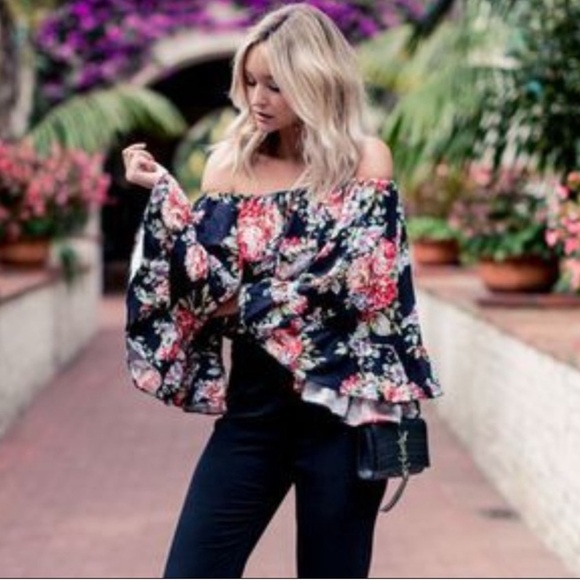 LPA Tops - LPA Floral Off-Shoulder Bodysuit